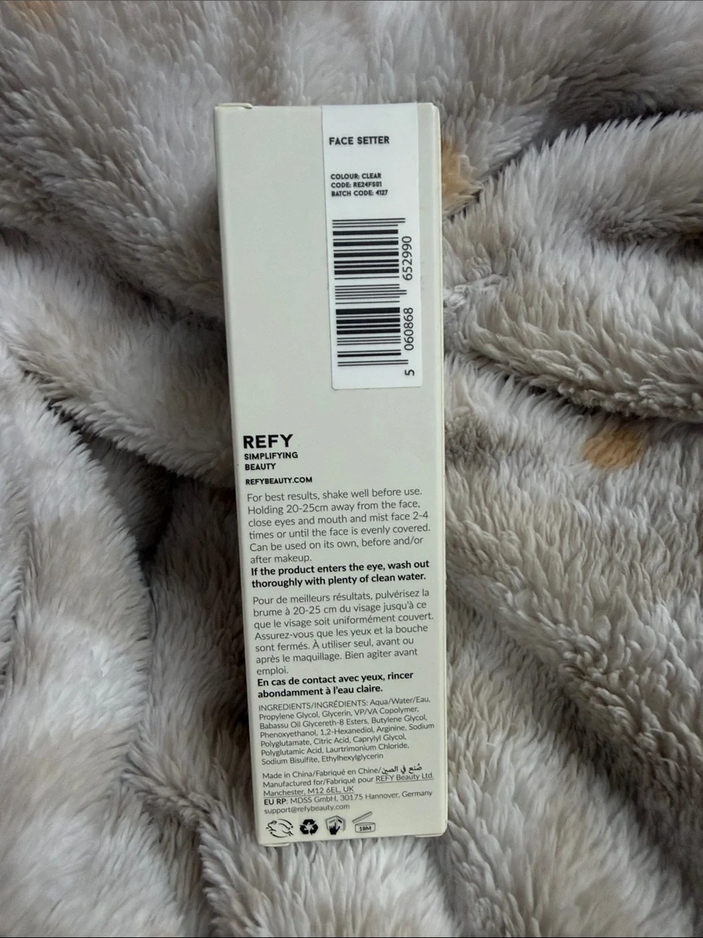 REFY Face Setter Spray — White Minimalist Packaging